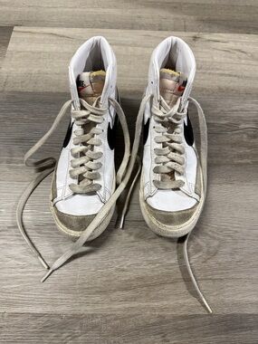 Nike White and Black High-Top Swoosh Sneakers